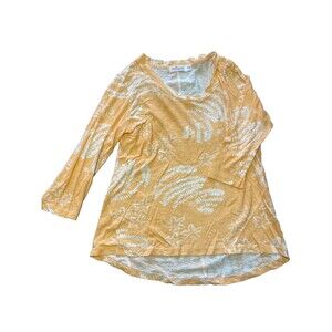 Sun Bay Top Womens P M Petite Medium Orange Long Sleeve Beach Theme Lightweight